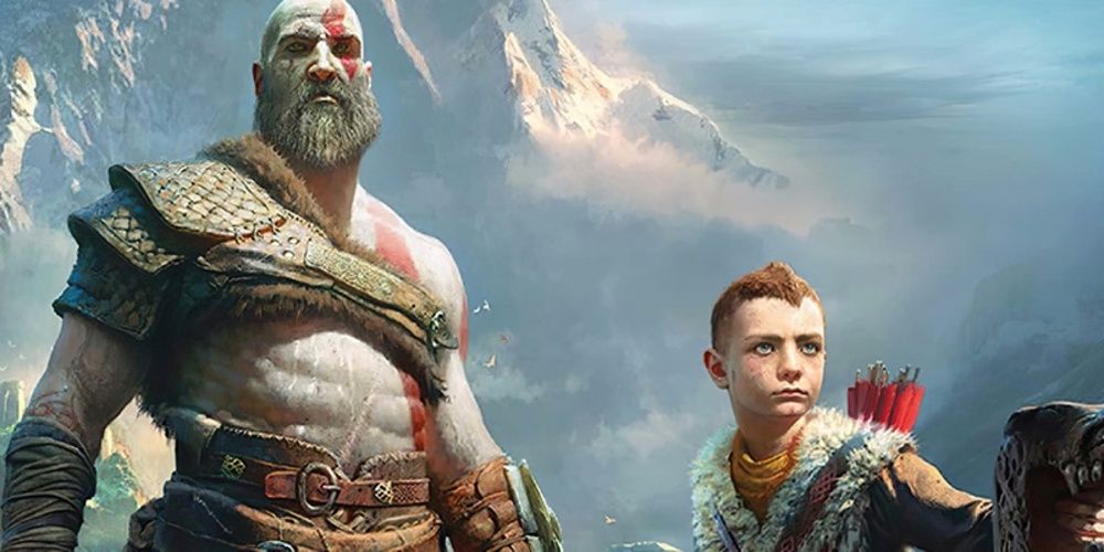 Kratos and Atreus on a boat in God Of War 